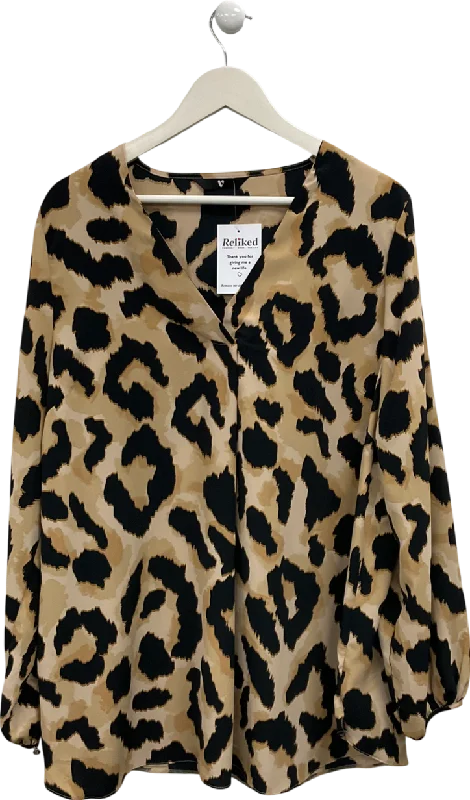 Women's Low Collar SweatersVery Brown Leopard Print Tunic Top UK 24