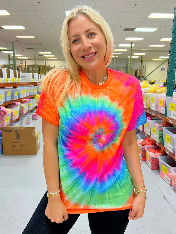 Women's Blouse with Mandarin CollarOrangesicle Swirl Tie-Dye Tee - Blank