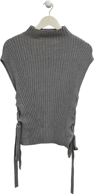 Women's Angora SweatersKaren Millen Grey High Neck Sleeveless Tie Side Top UK XS