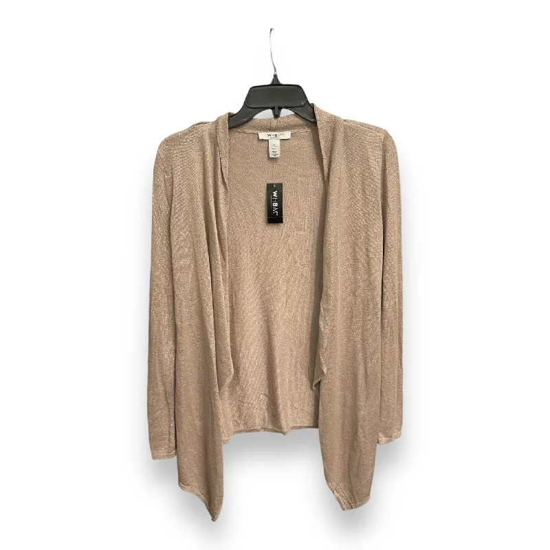 Women's Rounded Collar SweatersCardigan By White House Black Market In Silver & Tan, Size: S