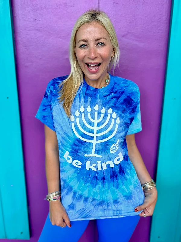 Women's Blouse with Narrow CollarBe Kind Hanukkah Menorah Tee