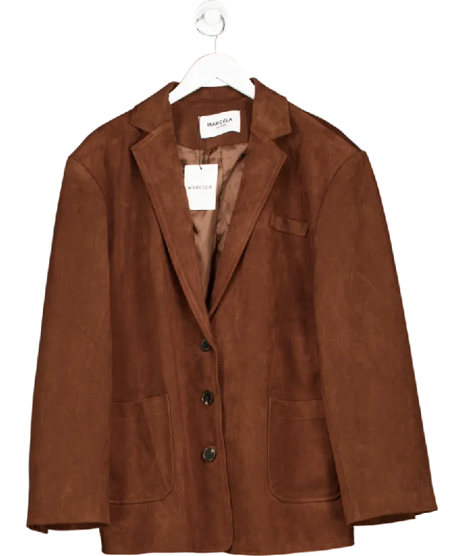 Women's Shawl Collar SweatersMarcela London Brown Vinn Oversized Faux Suede Jacket One Size