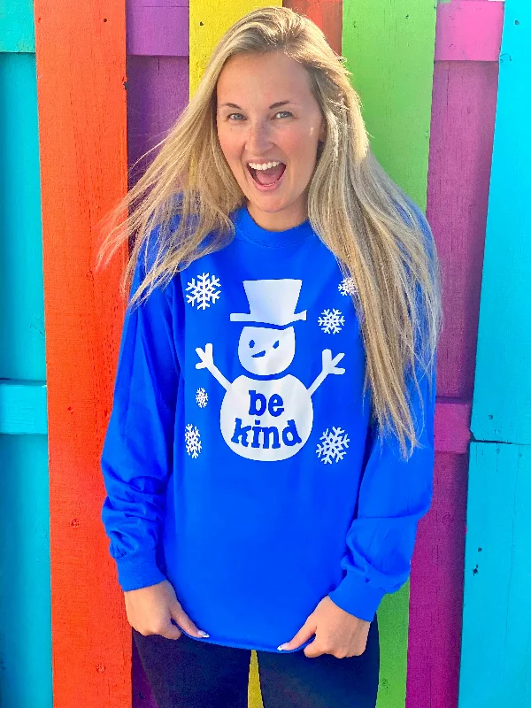 Women's Blouse for BusinessBe Kind Snowman Long Sleeve Tee