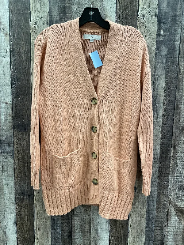 Women's Notched Collar SweatersSweater Cardigan By Loft In Orange, Size: Xs