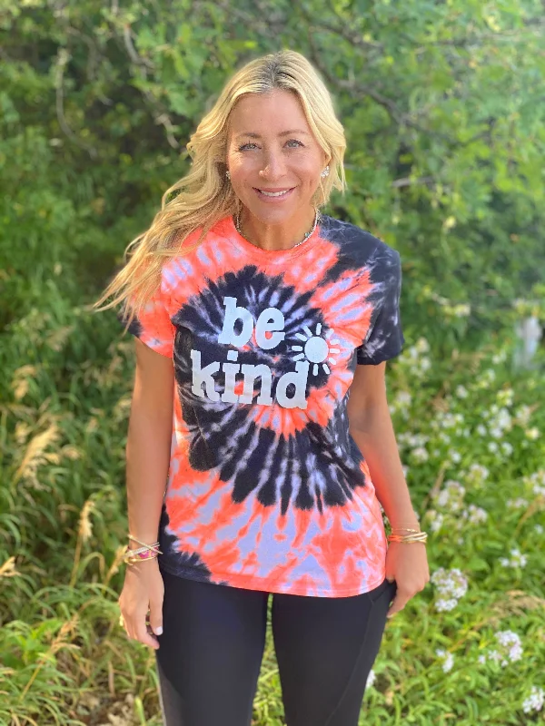 Women's Blouse with RufflesBe Kind Tie Dye Tee - Orange Crush