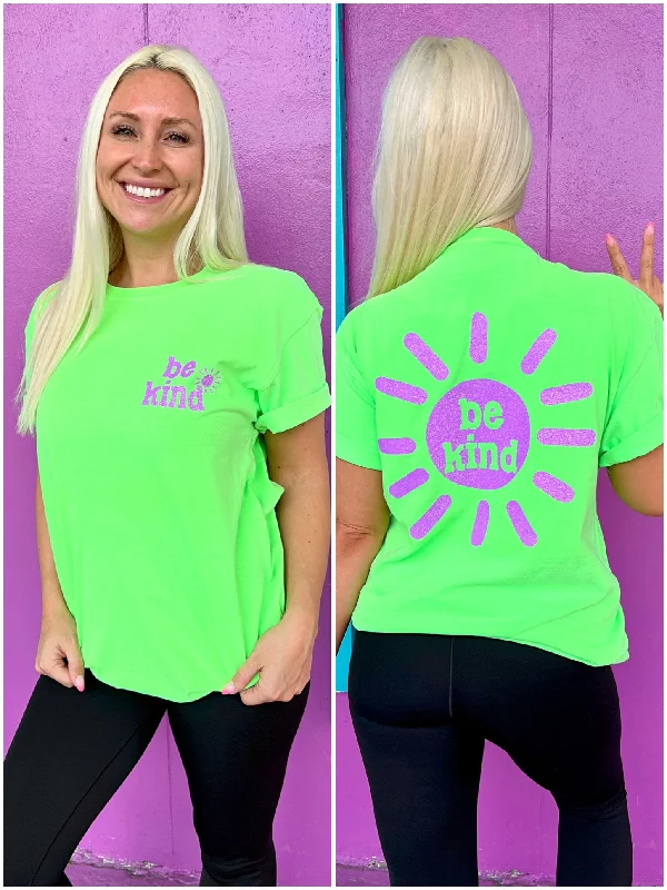 Women's Blouse with Low CollarBe Kind Sunshine Lime Sorbet Tee