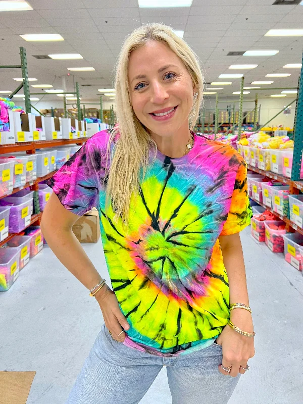 Women's Blouse with Rounded HemLimeade Swirl Tie-Dye Tee - Blank