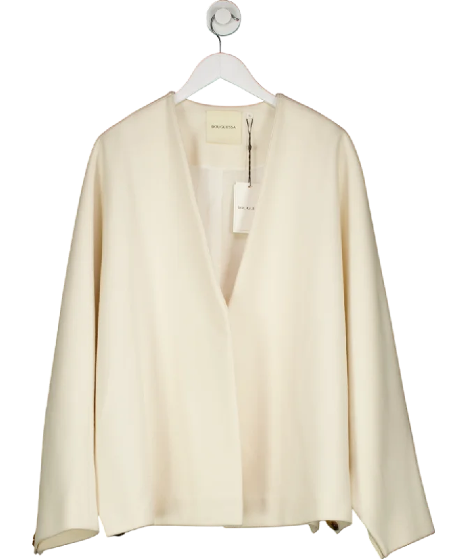 Women's Shirt Collar SweatersBouguessa Cream Wool Blend Samah Poncho Coat UK S