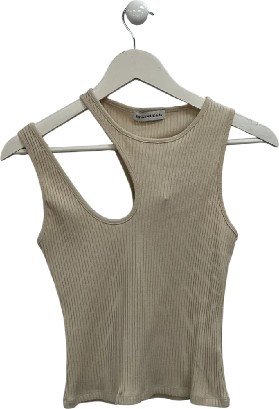 Women's Polyester SweatersStainless Beige Asymmetric Top UK S