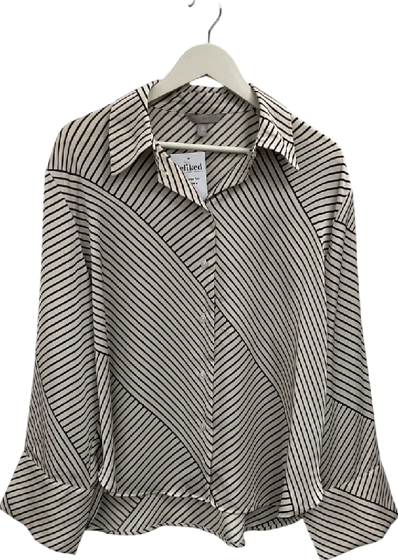 Women's Patterned SweatersH&M Cream Striped Satin Shirt UK M