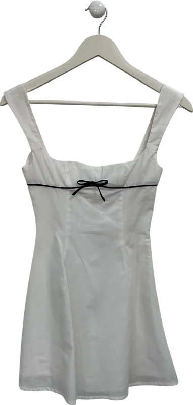 Women's Turkish Wool SweatersPepper Mayo White Contrast Bow Mini Dress UK 4