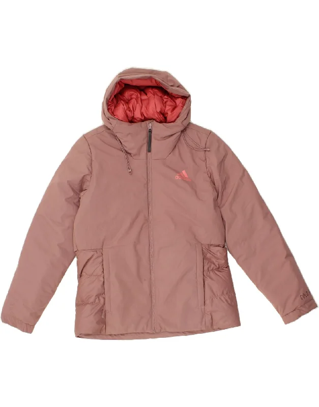 Women's Coats with Fur Trimmed PocketsADIDAS Womens Hooded Padded Jacket UK 8/10 Small Pink Polyester