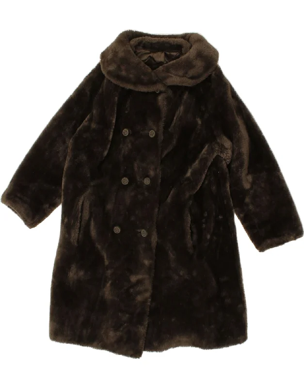 Women's Parka CoatsVINTAGE Womens Faux Fur Overcoat UK 16 Large Brown