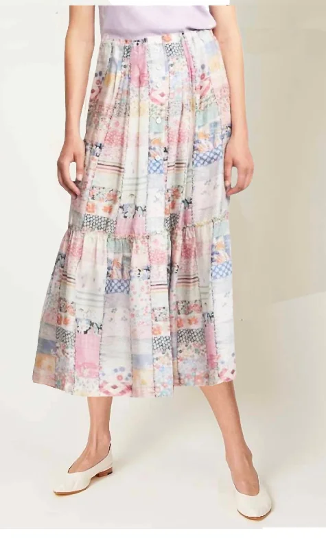 Women's Retro SkirtsGarden Midi Skirt In Patchwork Diary