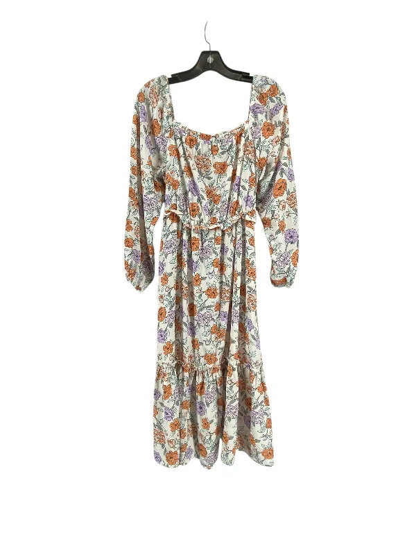 Women's Narrow Collar DressesDress Casual Maxi By Clothes Mentor In Floral Print, Size: L