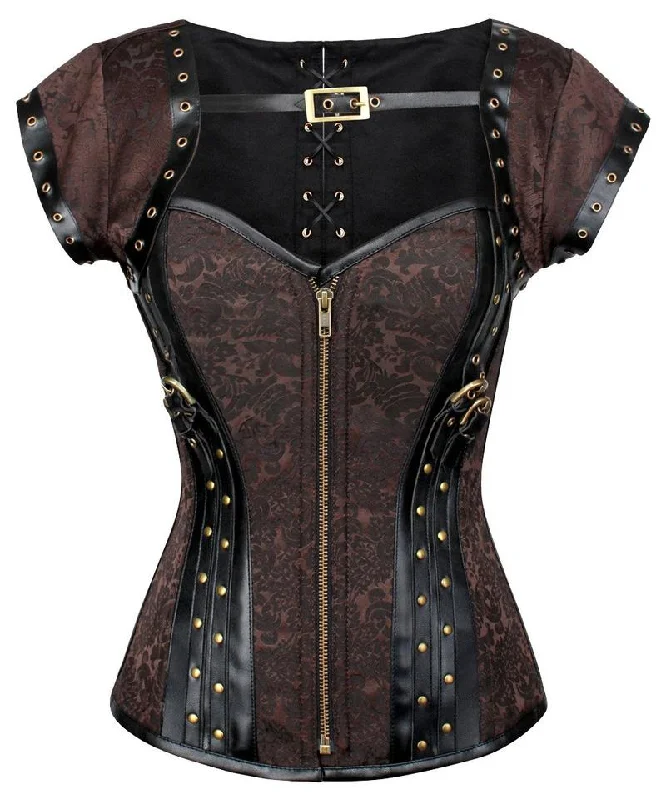 open-bust waist trainer with lace overlay for elegancePhoenix Steampunk Overbust Corset with Bolero