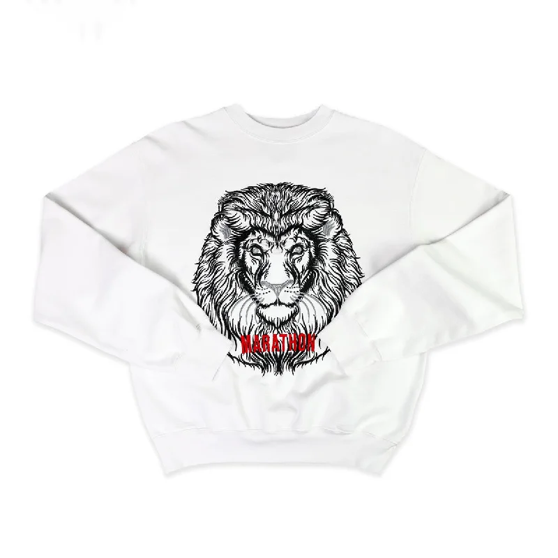 Women's Hooded Sweatshirts with Snap ButtonsRespect Lion Crewneck - White