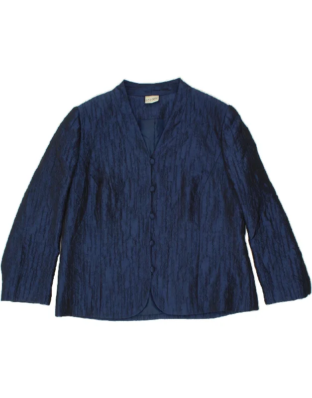 Women's Coats with Fur Trimmed ButtonsEASTEX Womens 5 Button Blazer Jacket UK 20 2XL Navy Blue Polyester