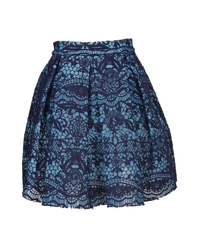 Women's Midi SkirtsMaje Pleated Guipure Lace And Mesh Mini Skirt in Blue Polyester