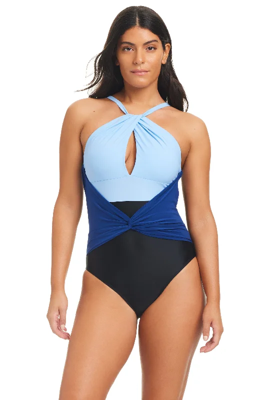 Beyond Tummy Control Solid Essentials High Neck One Piece Swimsuit