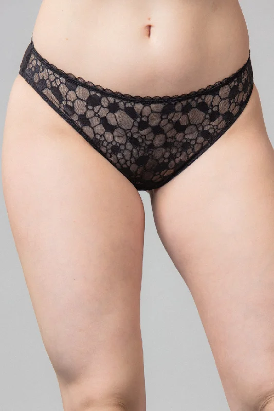 high-cut lace panties for a flirty lookWonderbra Mustat Brazilian Alushousut