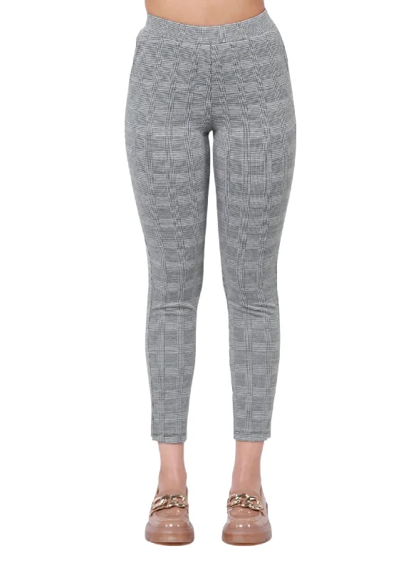 Women's Jodhpurs with Square NeckPull On Knit Trouser In Plaid Perfect