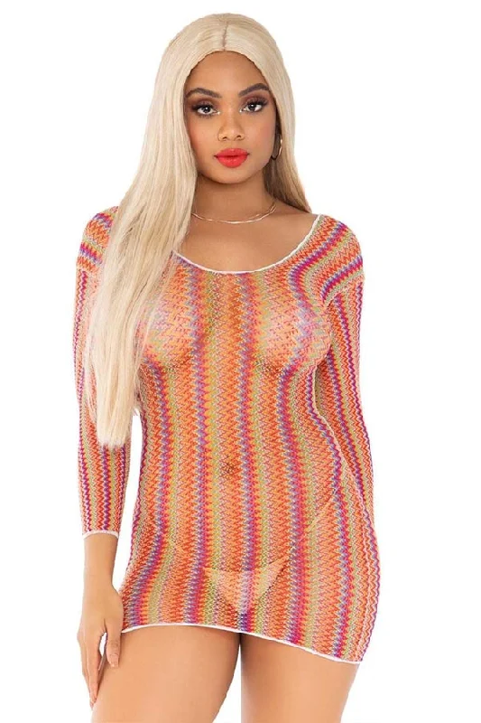 women's pajamas designed for those who believe in sweet dreams and cozy nights.Zig Zag Fishnet Mini Dress