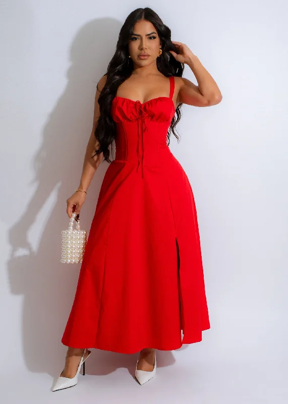 Women's Pencil DressesScarlet Corset Midi Dress Red