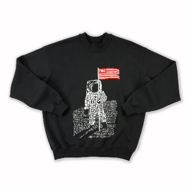 Women's Hooded Sweatshirts with Floral LiningTMC Moon Man Crewneck - Black