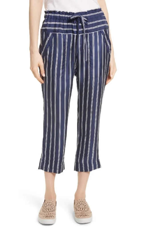 Women's Straight-Leg PantsAddiena Silk Striped Capri Pants In Navy/white