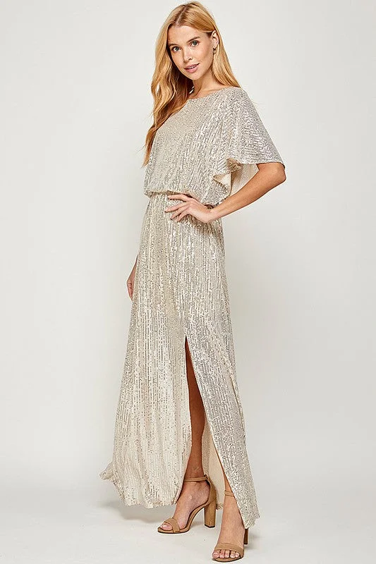 Women's Lapel Collar DressesSparkle & Shine Maxi