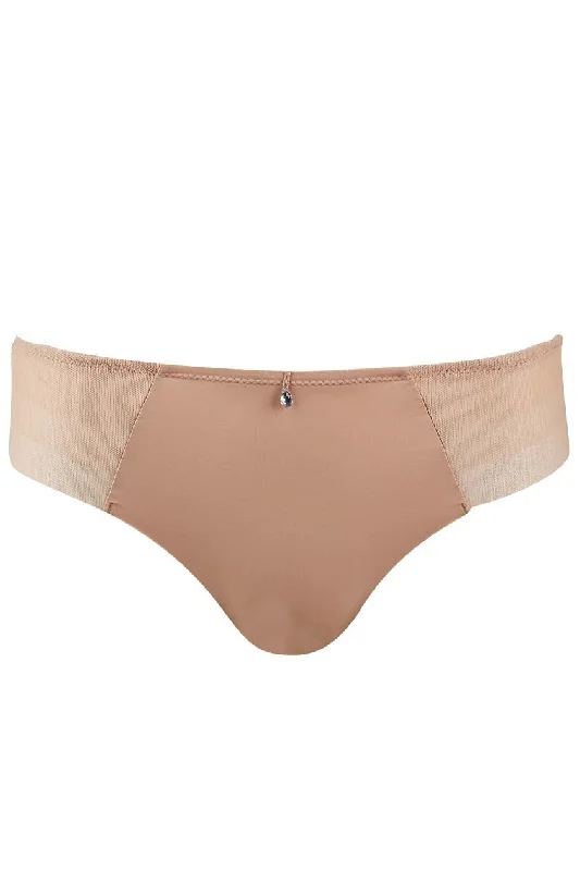 plus-size lace thong panties with stretch fabricOnde Sensuelle Nude Brazilian Alushousut