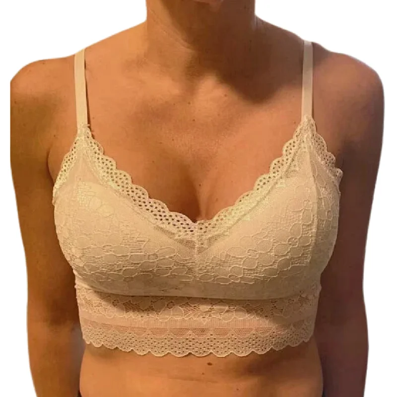 convertible plunge braLightly Padded Wireless Lace Bralette Top