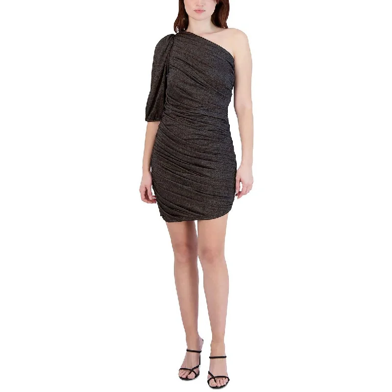 Women's Square-Neck DressesBCBGeneration Womens Metallic Ruched Bodycon Dress