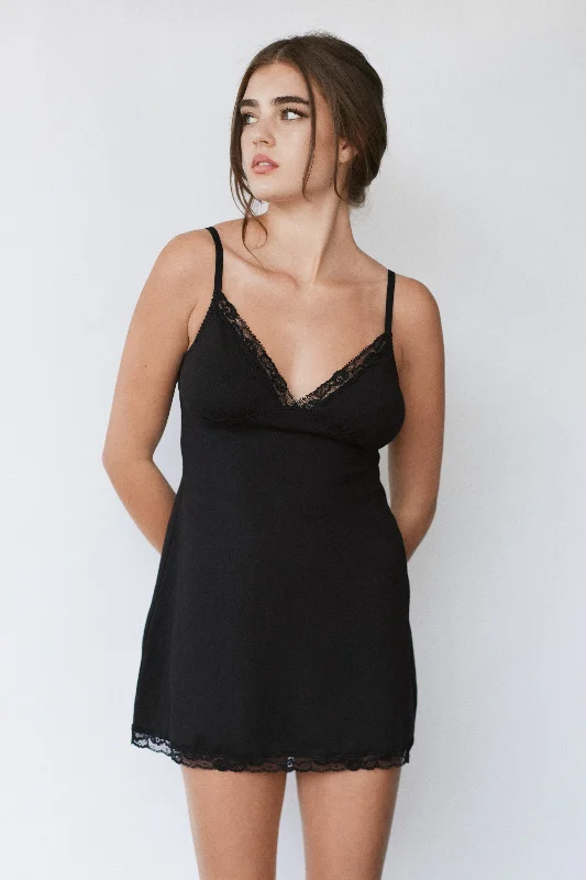 plus-size lace overlay nursing braMargot Chemise in Midnight