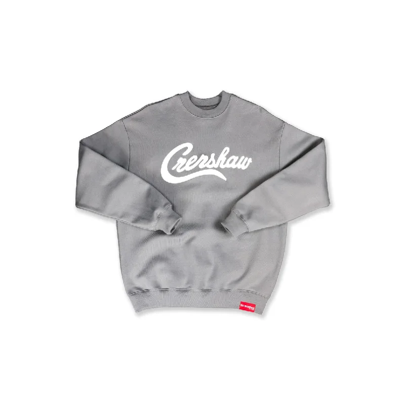 Women's Hooded Sweatshirts with Chenille LiningLimited Edition Ultra Crenshaw Crewneck - Slate Grey/White