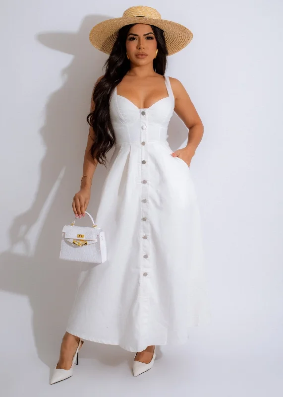 Women's High-Neck DressesTimeless Feel Midi Dress White