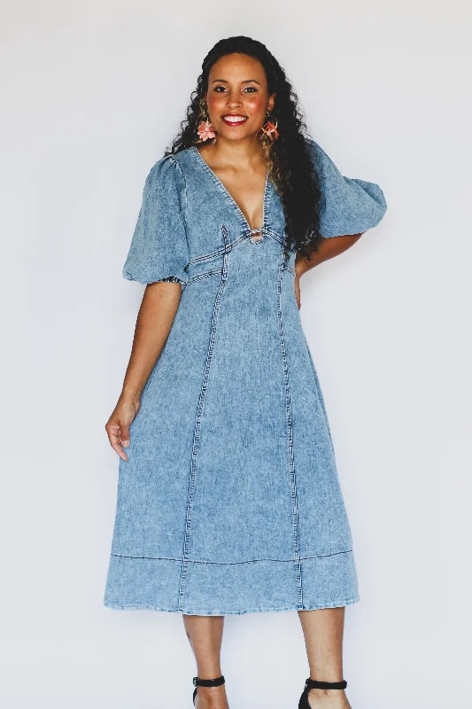 Women's High Collar DressesKendall Denim Maxi