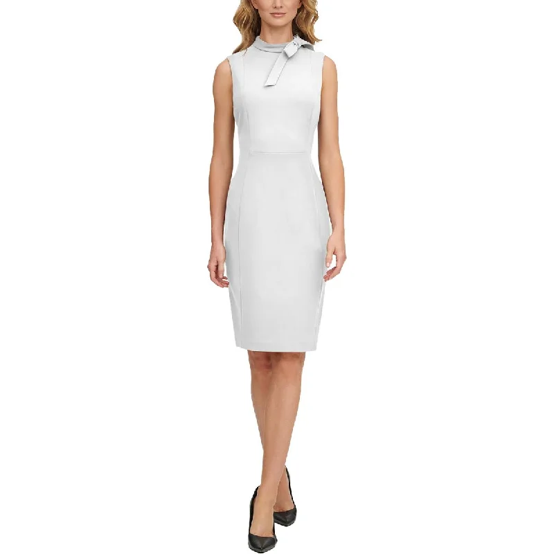 Women's Notched Collar DressesCalvin Klein Womens Crepe Bow Neck Bodycon Dress