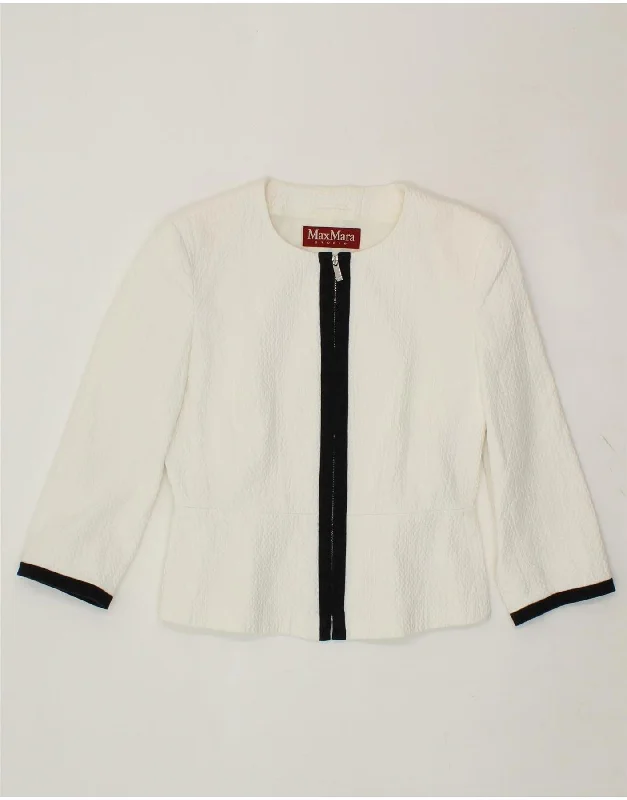 Women's Coats with Fur Trimmed CollarMAX MARA Womens Blazer Jacket UK 10 Small White Cotton