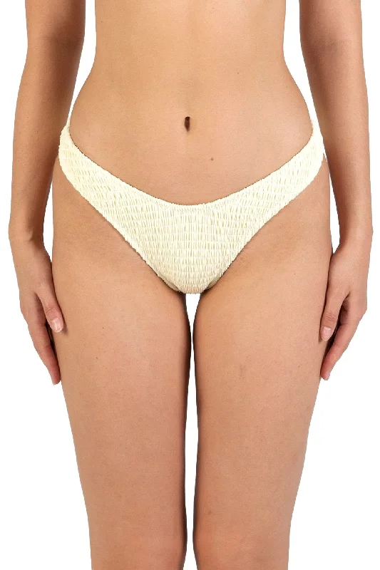 Cream White Pleat Underwire Bikinis Bottom