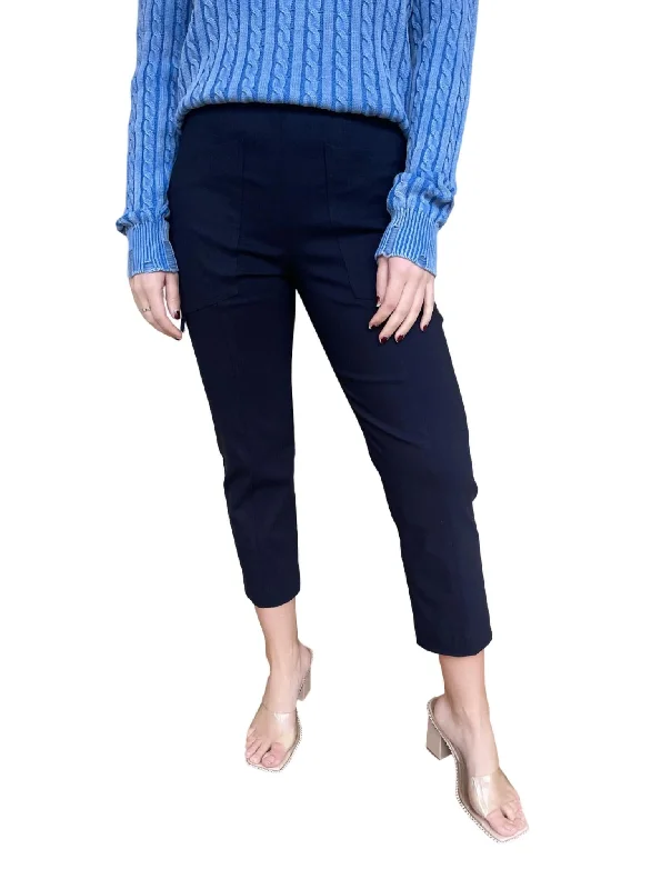 Women's Jodhpurs with DrawstringControl Stretch D Ring Crop Cargo Pant In Navy