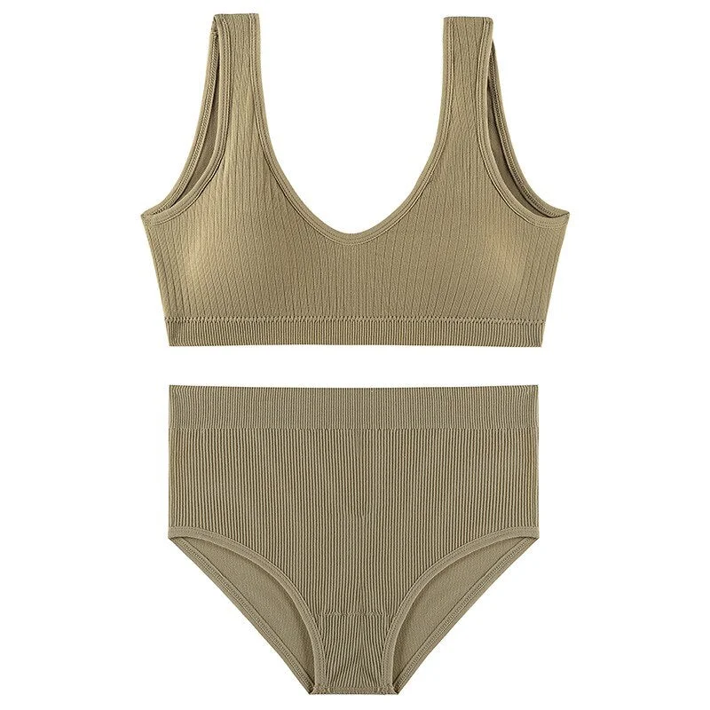 khaki bra set