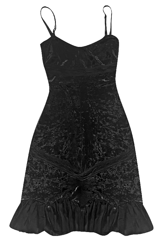 Women's Ruffled DressesLuci Black Velvet Midi Dress