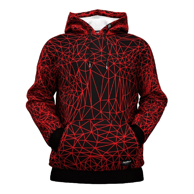 Women's Hooded Sweatshirts with Flap PocketsAbstract Red Polygons Hoodie