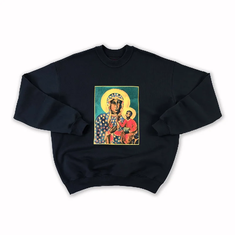 Women's Hooded Sweatshirts with Chevron LiningBlack Madonna Crewneck - Black