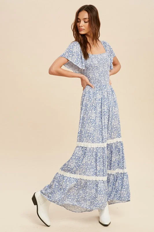 Women's Keyhole Collar DressesCornflower Maxi