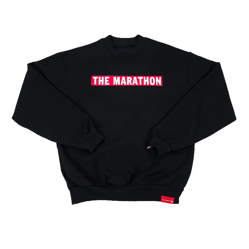 Women's Hooded Sweatshirts with Kangaroo PocketsLimited Edition Marathon Bar Crewneck - Black