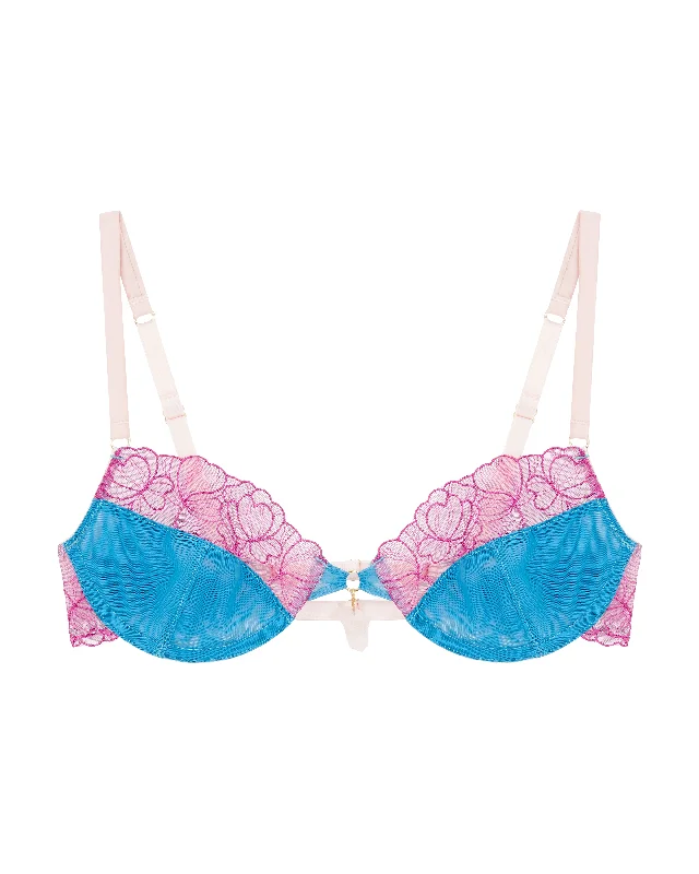 molded cup bra for shape retentionThe Hollie Plunge - Fuschia/Blue Bra