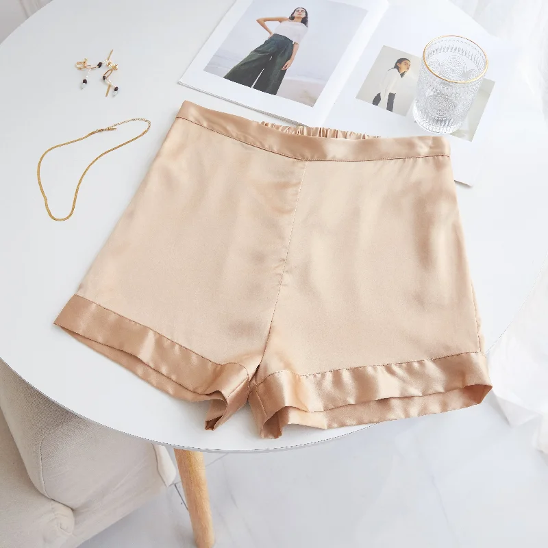 women's pajamas with a classic designChampagne Pure Mulberry Silk Shorts | High-Waisted | 19 Momme | Soar Collection